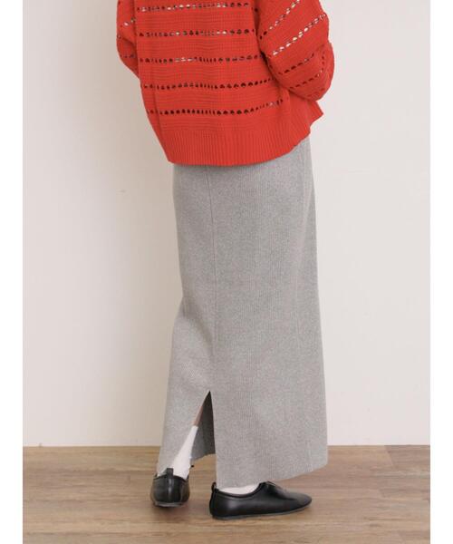 Samansa Mos2（サマンサ モスモス）の「セルフカットリブナロースカート（スカート・レディース・クリーム/ブラック/グリーン/レッド/グレー/ブルー・F）」の17枚目の写真