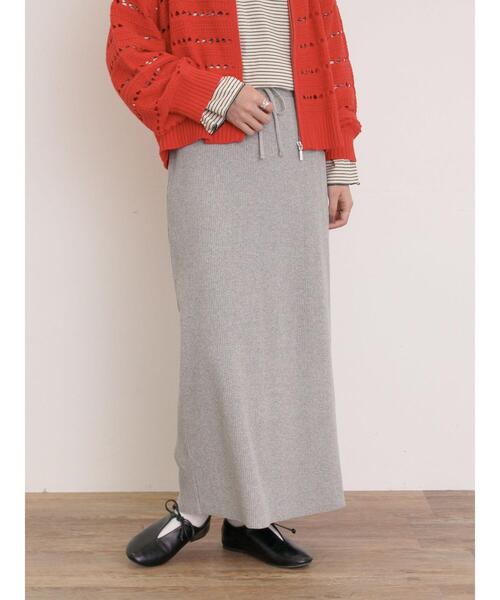 Samansa Mos2（サマンサ モスモス）の「セルフカットリブナロースカート（スカート・レディース・クリーム/ブラック/グリーン/レッド/グレー/ブルー・F）」の18枚目の写真