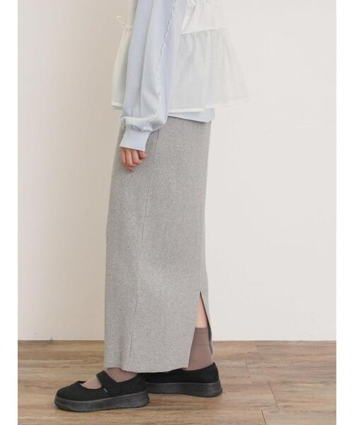 Samansa Mos2（サマンサ モスモス）の「セルフカットリブナロースカート（スカート・レディース・クリーム/ブラック/グリーン/レッド/グレー/ブルー・F）」の21枚目の写真