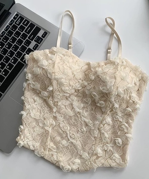 セール】レースカップインキャミトップス（キャミソール）｜ampm