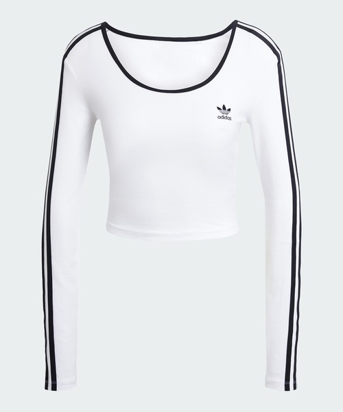 adidas(アディダス)の「adidas/アディダス 3S LS CROP スリーストライプス 長袖クロップTシャツ(Tシャツ/カットソー・レディース・ホワイト/ブラック・L/M/S/XS/XL)」の7枚目の写真