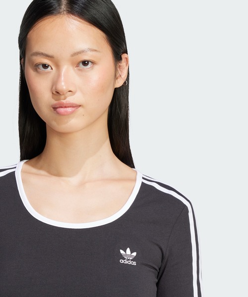 adidas(アディダス)の「adidas/アディダス 3S LS CROP スリーストライプス 長袖クロップTシャツ(Tシャツ/カットソー・レディース・ホワイト/ブラック・L/M/S/XS/XL)」の13枚目の写真
