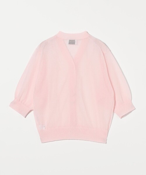 新品　ユナイテッドアローズ　シアーVネックカーディガン　5SL　ライトピンク UNITED ARROWS（ユナイテッドアローズ）の「シアー Vネック
