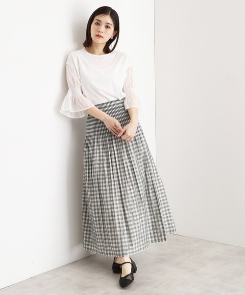 THE SHOP TK (ザ ショップ ティーケー )の「袖シャーリングシアープルオーバー【洗濯機OK】(Tシャツ/カットソー・レディース・グリーン系/ライトイエロー系/オフホワイト/ブラック・12/13)」の11枚目の写真