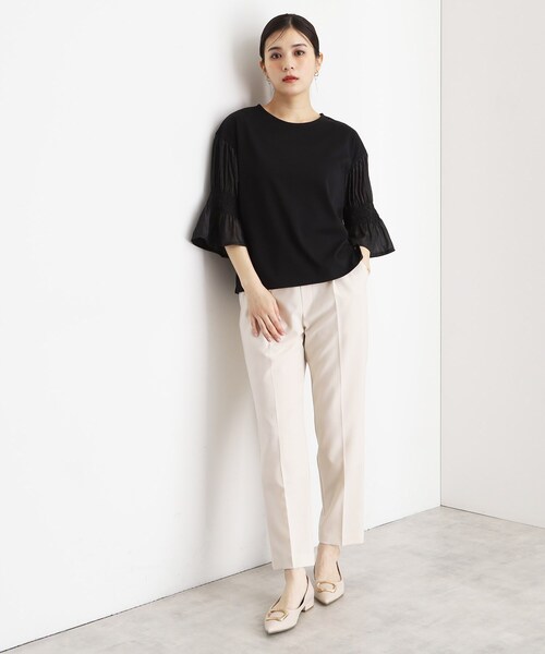 THE SHOP TK (ザ ショップ ティーケー )の「袖シャーリングシアープルオーバー【洗濯機OK】(Tシャツ/カットソー・レディース・グリーン系/ライトイエロー系/オフホワイト/ブラック・12/13)」の15枚目の写真
