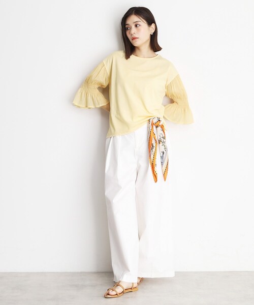 THE SHOP TK (ザ ショップ ティーケー )の「袖シャーリングシアープルオーバー【洗濯機OK】(Tシャツ/カットソー・レディース・グリーン系/ライトイエロー系/オフホワイト/ブラック・12/13)」の21枚目の写真