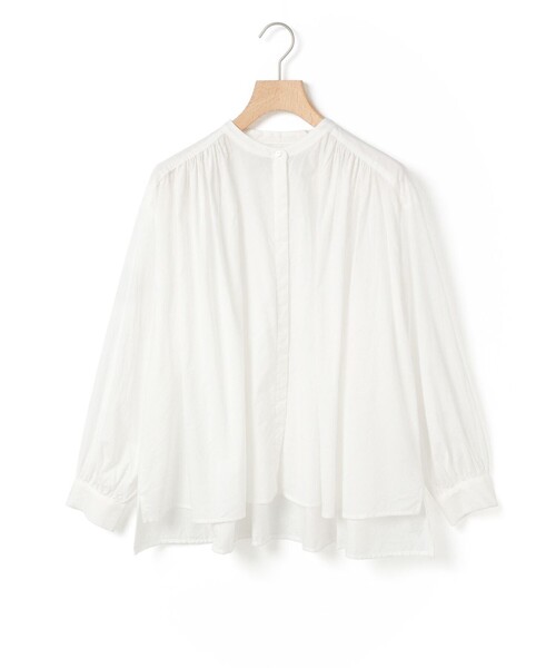 MidiUmi(ミディウミ)の「MidiUmi ギャザーワイドシャツ(シャツ/ブラウス・レディース・ブラック/ホワイト系その他/オフホワイト/サックスブルー/ブルー/ライトグレー・FREE)」の3枚目の写真