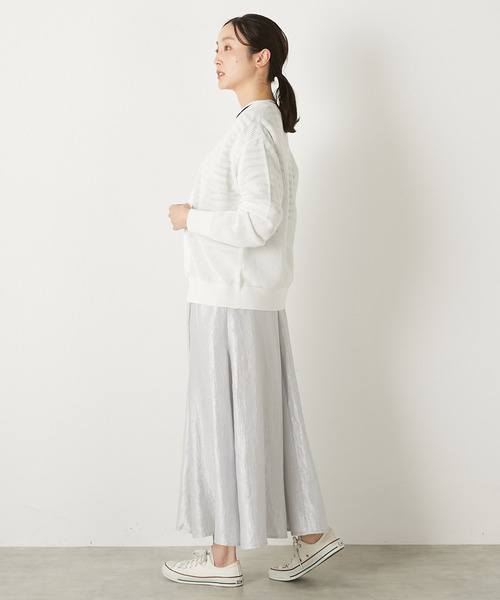 MELROSE claire（メルローズ クレール）の「【コットンメッシュVネックカーディガン】（カーディガン/ボレロ・レディース・ライトイエロー/オフホワイト/ネイビー・FREE）」の9枚目の写真