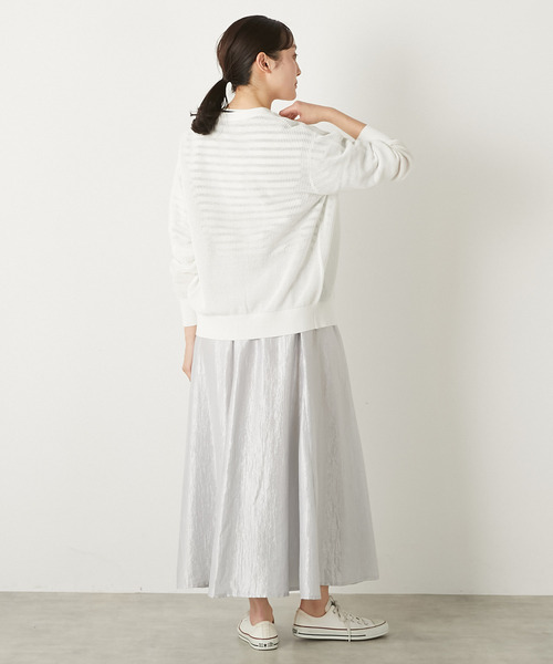 MELROSE claire（メルローズ クレール）の「【コットンメッシュVネックカーディガン】（カーディガン/ボレロ・レディース・ライトイエロー/オフホワイト/ネイビー・FREE）」の10枚目の写真