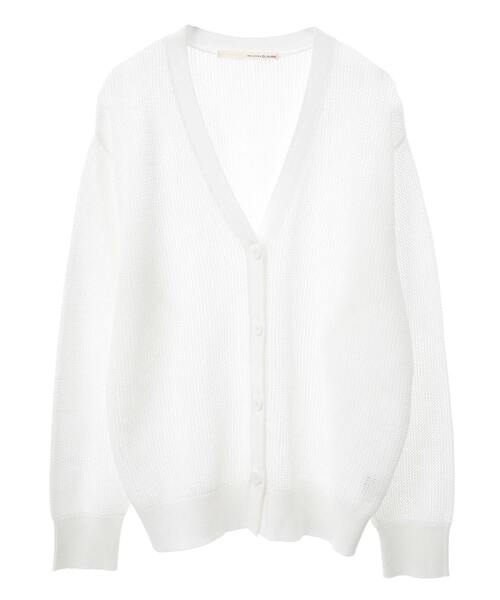 MELROSE claire（メルローズ クレール）の「【コットンメッシュVネックカーディガン】（カーディガン/ボレロ・レディース・ライトイエロー/オフホワイト/ネイビー・FREE）」の11枚目の写真