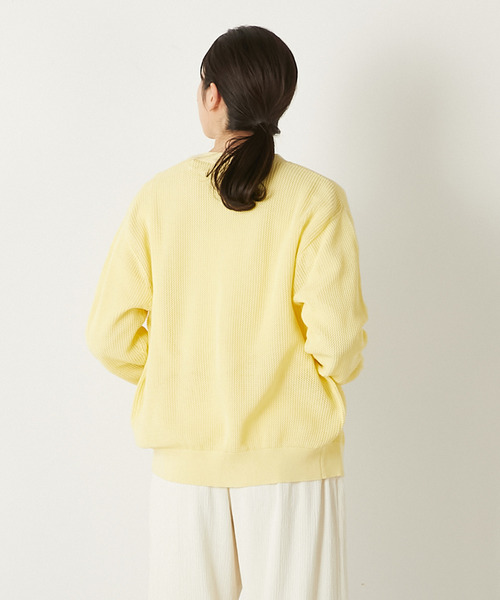 MELROSE claire（メルローズ クレール）の「【コットンメッシュVネックカーディガン】（カーディガン/ボレロ・レディース・ライトイエロー/オフホワイト/ネイビー・FREE）」の13枚目の写真