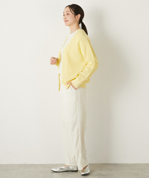 MELROSE claire（メルローズ クレール）の「【コットンメッシュVネックカーディガン】（カーディガン/ボレロ・レディース・ライトイエロー/オフホワイト/ネイビー・FREE）」の17枚目の写真