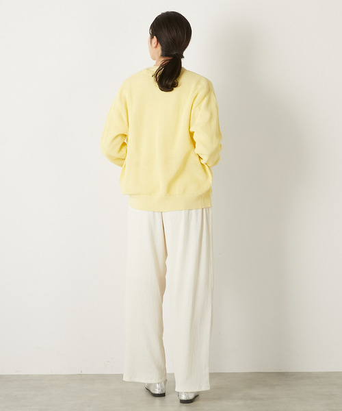 MELROSE claire（メルローズ クレール）の「【コットンメッシュVネックカーディガン】（カーディガン/ボレロ・レディース・ライトイエロー/オフホワイト/ネイビー・FREE）」の18枚目の写真