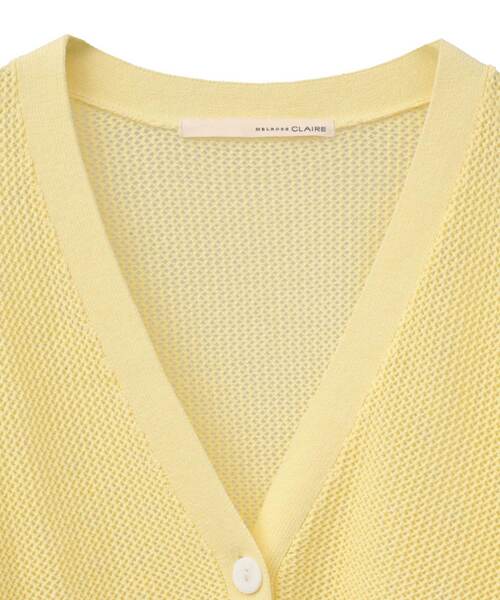 MELROSE claire（メルローズ クレール）の「【コットンメッシュVネックカーディガン】（カーディガン/ボレロ・レディース・ライトイエロー/オフホワイト/ネイビー・FREE）」の21枚目の写真