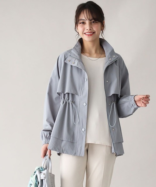 Ehre style(エーレスタイル)の「2wayで楽しむ綺麗めでカワイイギャザーブルゾン(ブルゾン・レディース・アイボリー/ベージュ/ブルーグレー・FREE)」の3枚目の写真
