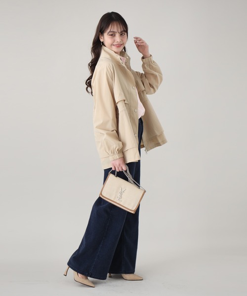 Ehre style(エーレスタイル)の「2wayで楽しむ綺麗めでカワイイギャザーブルゾン(ブルゾン・レディース・アイボリー/ベージュ/ブルーグレー・FREE)」の5枚目の写真