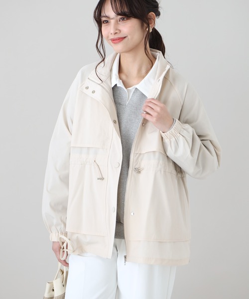 Ehre style(エーレスタイル)の「2wayで楽しむ綺麗めでカワイイギャザーブルゾン(ブルゾン・レディース・アイボリー/ベージュ/ブルーグレー・FREE)」の6枚目の写真