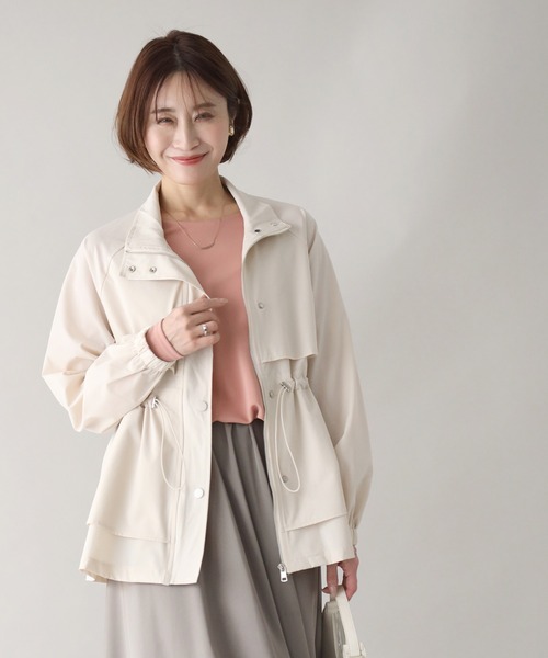 Ehre style(エーレスタイル)の「2wayで楽しむ綺麗めでカワイイギャザーブルゾン(ブルゾン・レディース・アイボリー/ベージュ/ブルーグレー・FREE)」の17枚目の写真