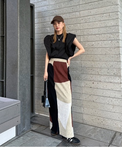 スカート Ameri vintage GEOMETRIC COMFY PILE SKIRT セール】GEOMETRIC COMFY PILE SKIRT（スカート）｜Ameri