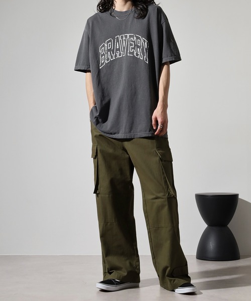 MODISH GAZE(モディシュガゼ)の「MODISH GAZE ピグメントアーチロゴTシャツ(BRAVERY)(Tシャツ/カットソー・メンズ・スミクロ/アイボリー/バーガンディー・M/L)」の19枚目の写真