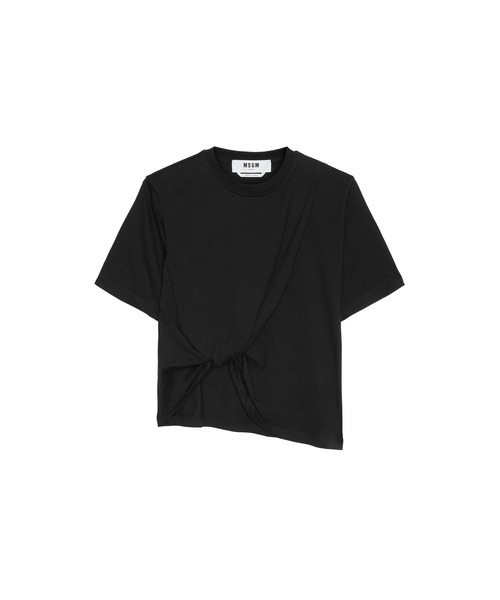 MSGM(エムエスジーエム)の「ドレープディテール コットンジャージーTシャツ(Tシャツ/カットソー・レディース・ブラック/クリーム/レッド・S)」の13枚目の写真