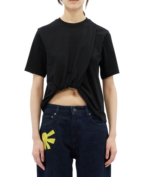 tシャツ ドレープディテール コットンジャージーTシャツ レディース セール】ドレープディテール コットンジャージーTシャツ（T