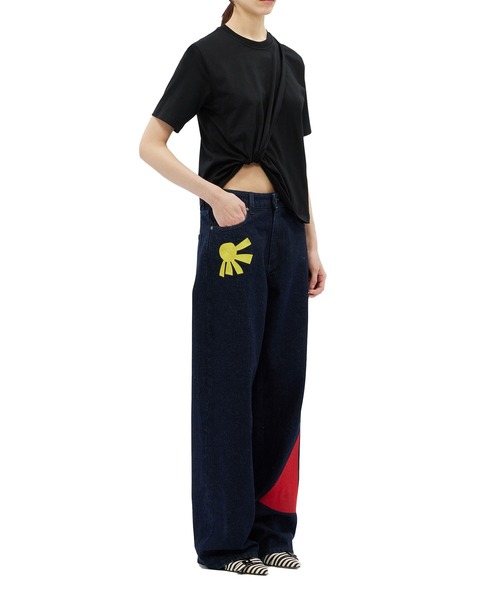 MSGM(エムエスジーエム)の「ドレープディテール コットンジャージーTシャツ(Tシャツ/カットソー・レディース・ブラック/クリーム/レッド・S)」の16枚目の写真