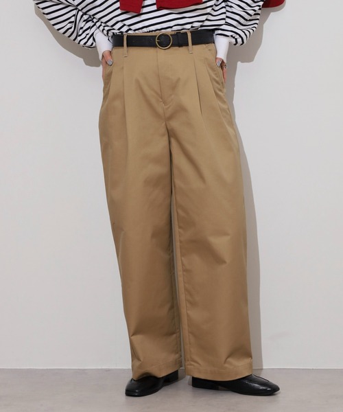 トレンド 人気 万能パンツ ストレート ワイドパンツ 2色 40代ファッション レディース ゆったりドレープワイドパンツ