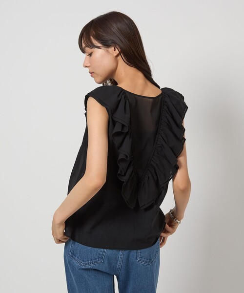 EMMEL REFINES（エメルリファインズ）の「＜EMMEL REFINES＞EM Vフリル リボンノースリーブ ブラウス（シャツ/ブラウス・レディース・ブラック/ライトブルー・FREE）」の21枚目の写真