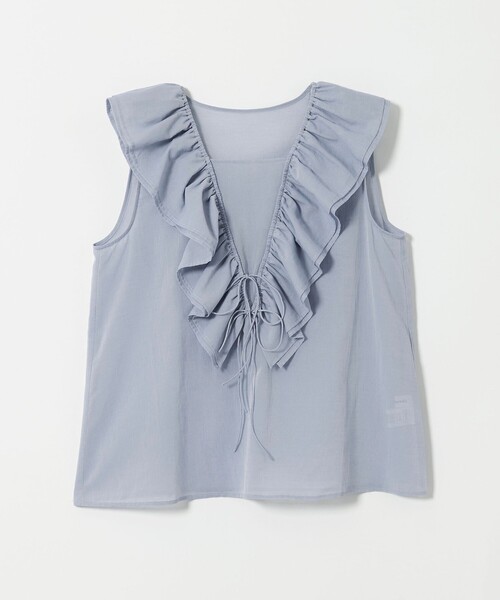 EMMEL REFINES（エメルリファインズ）の「＜EMMEL REFINES＞EM Vフリル リボンノースリーブ ブラウス（シャツ/ブラウス・レディース・ブラック/ライトブルー・FREE）」の14枚目の写真