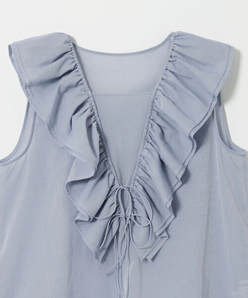 EMMEL REFINES（エメルリファインズ）の「＜EMMEL REFINES＞EM Vフリル リボンノースリーブ ブラウス（シャツ/ブラウス・レディース・ブラック/ライトブルー・FREE）」の16枚目の写真