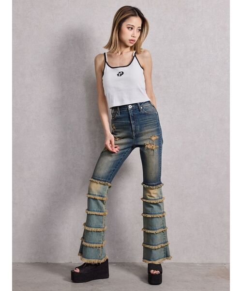 GYDA（ジェイダ）の「GD バイカラーキャミソール（キャミソール・レディース・オフホワイト/ブラック/ベージュ・FREE）」の5枚目の写真