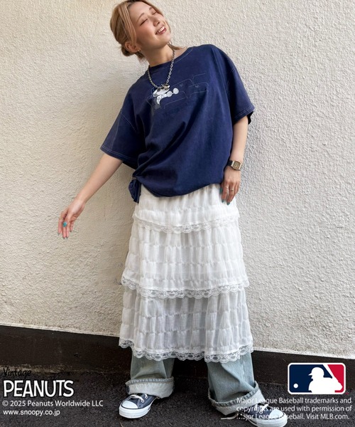 DOUBLE NAME(ダブルネーム)の「MLB×PEANUTSコラボ STADIUM BIG TEE(Tシャツ/カットソー・レディース・ブラック/ブラウン/ネイビー/オレンジ・FREE)」の14枚目の写真