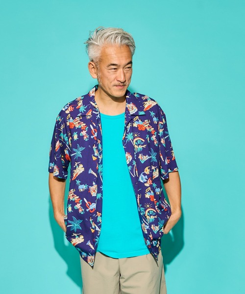 SAWINTO(ソイント)の「TWO PALMS【ツーパームス】 RAYON HAWAIIAN SHIRT/レーヨン ハワイアン シャツ(シャツ/ブラウス・メンズ・ネイビー/カーキブラウン/ブラック・LARGE/MEDIUM)」の1枚目の写真