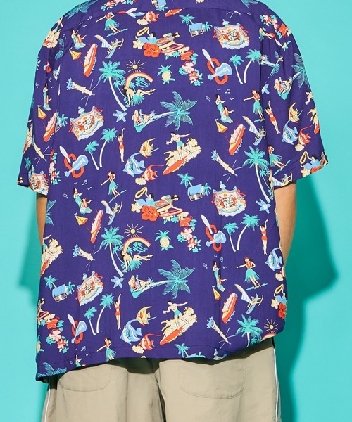 SAWINTO(ソイント)の「TWO PALMS【ツーパームス】 RAYON HAWAIIAN SHIRT/レーヨン ハワイアン シャツ(シャツ/ブラウス・メンズ・ネイビー/カーキブラウン/ブラック・LARGE/MEDIUM)」の7枚目の写真