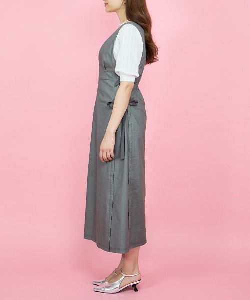 QUEENS COURT(クイーンズコート)の「デニムライクリボンワンピース≪手洗い可能≫(ワンピース・レディース・ネイビー/ライトグレー・M)」の10枚目の写真
