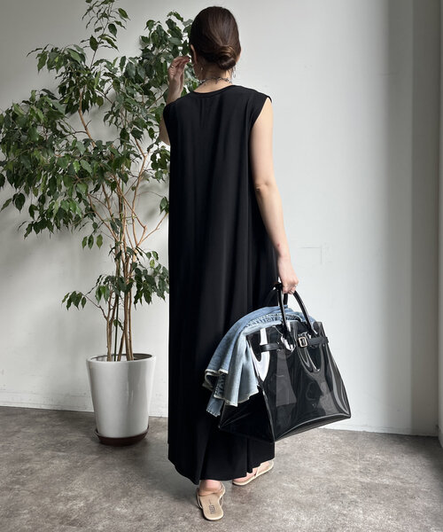 DouDou（ドゥドゥ）の「シルケットスムースフレアカットワンピース（ワンピース・レディース・ブラック/オリーブ/レッド・FREE）」の8枚目の写真