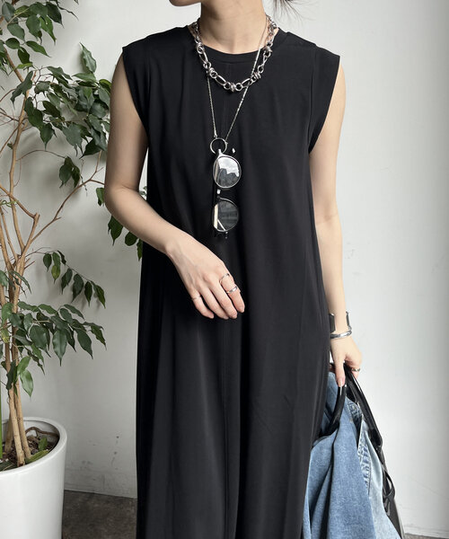 DouDou（ドゥドゥ）の「シルケットスムースフレアカットワンピース（ワンピース・レディース・ブラック/オリーブ/レッド・FREE）」の10枚目の写真