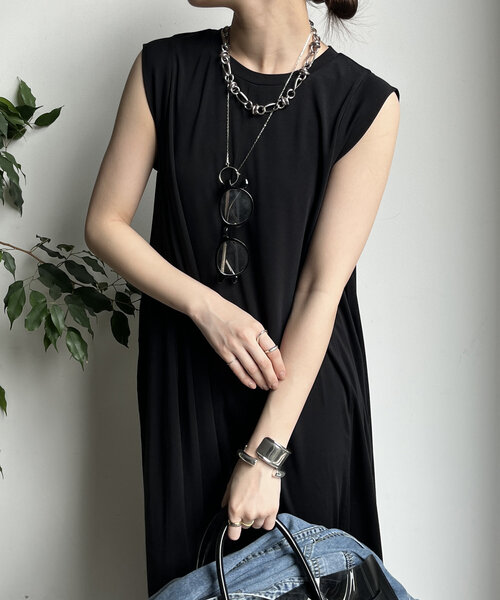 DouDou（ドゥドゥ）の「シルケットスムースフレアカットワンピース（ワンピース・レディース・ブラック/オリーブ/レッド・FREE）」の11枚目の写真