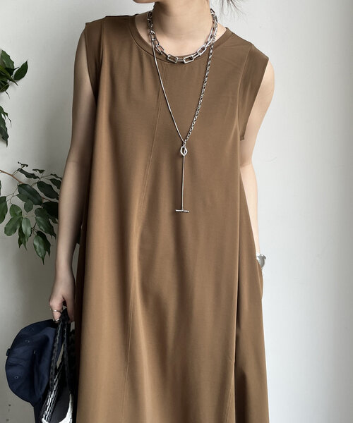 DouDou（ドゥドゥ）の「シルケットスムースフレアカットワンピース（ワンピース・レディース・ブラック/オリーブ/レッド・FREE）」の20枚目の写真