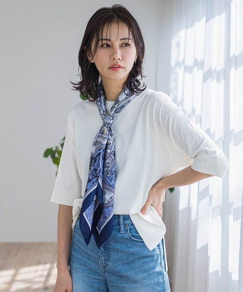 LAUTREAMONT（ロートレアモン）の「5分袖Tシャツライクニット≪手洗い可能≫（ニット/セーター・レディース・ピンク/グリーン/ホワイト/ブラック系その他/ライトブルー/ベージュ系その他・9号）」の2枚目の写真