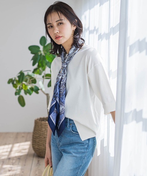 LAUTREAMONT（ロートレアモン）の「5分袖Tシャツライクニット≪手洗い可能≫（ニット/セーター・レディース・ピンク/グリーン/ホワイト/ブラック系その他/ライトブルー/ベージュ系その他・9号）」の14枚目の写真