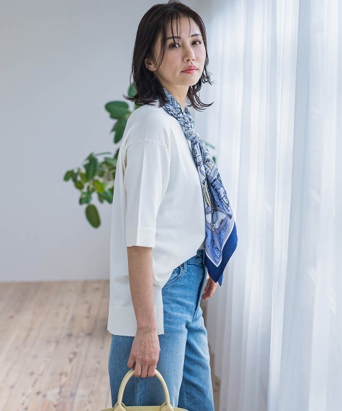 LAUTREAMONT（ロートレアモン）の「5分袖Tシャツライクニット≪手洗い可能≫（ニット/セーター・レディース・ピンク/グリーン/ホワイト/ブラック系その他/ライトブルー/ベージュ系その他・9号）」の10枚目の写真