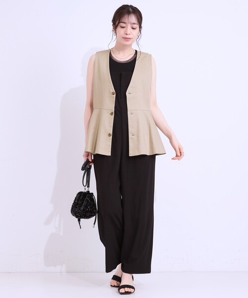 DRESKIP(ドレスキップ)の「【S-LL】いつものコーデにプラスワン 麻混ペプラムベスト(ベスト・レディース・ブラック/オフホワイト/ベージュ・01/02/04/03)」の14枚目の写真