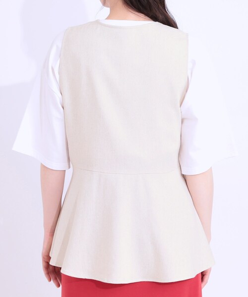 DRESKIP(ドレスキップ)の「【S-LL】いつものコーデにプラスワン 麻混ペプラムベスト(ベスト・レディース・ブラック/オフホワイト/ベージュ・01/02/04/03)」の18枚目の写真