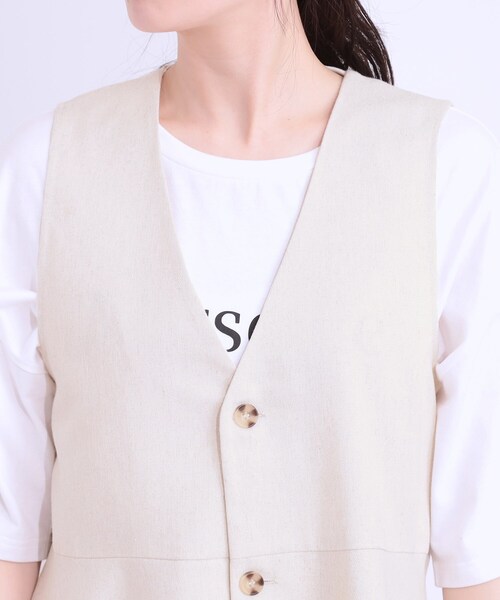 DRESKIP(ドレスキップ)の「【S-LL】いつものコーデにプラスワン 麻混ペプラムベスト(ベスト・レディース・ブラック/オフホワイト/ベージュ・01/02/04/03)」の19枚目の写真