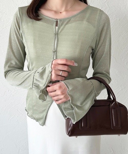 apres jour（アプレジュール）の「アソートレースカーディガン（カーディガン/ボレロ・レディース・ブラック/シルバー/オフホワイト/ミント/ボルドー/アイボリー・X-LARGE/フリー）」の4枚目の写真