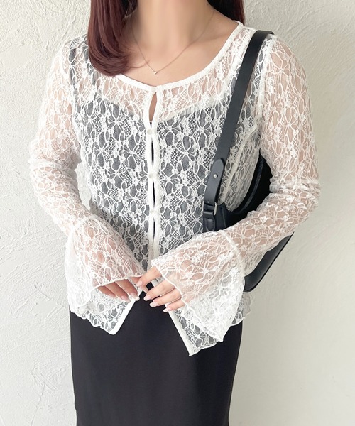 apres jour（アプレジュール）の「アソートレースカーディガン（カーディガン/ボレロ・レディース・ブラック/シルバー/オフホワイト/ミント/ボルドー/アイボリー・X-LARGE/フリー）」の14枚目の写真