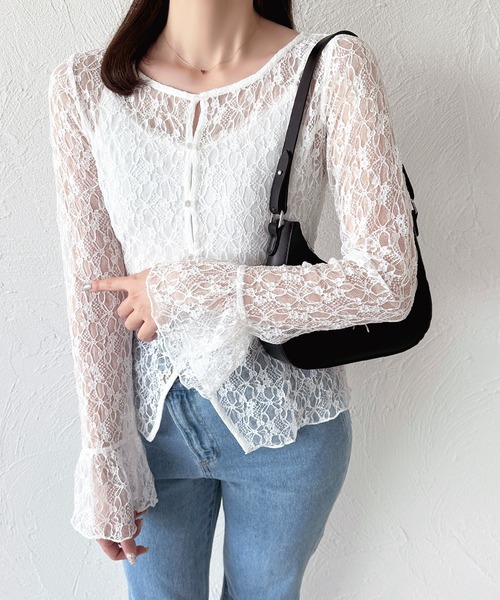 apres jour（アプレジュール）の「アソートレースカーディガン（カーディガン/ボレロ・レディース・ブラック/シルバー/オフホワイト/ミント/ボルドー/アイボリー・X-LARGE/フリー）」の10枚目の写真