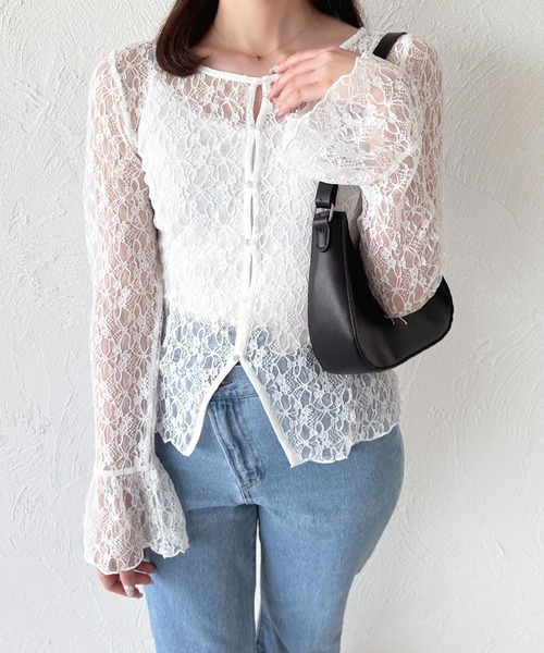 apres jour（アプレジュール）の「アソートレースカーディガン（カーディガン/ボレロ・レディース・ブラック/シルバー/オフホワイト/ミント/ボルドー/アイボリー・X-LARGE/フリー）」の11枚目の写真